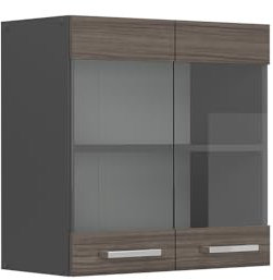 Vicco Armario de Cocina con Vidrio R-Line, Gris Noble, 60 cm