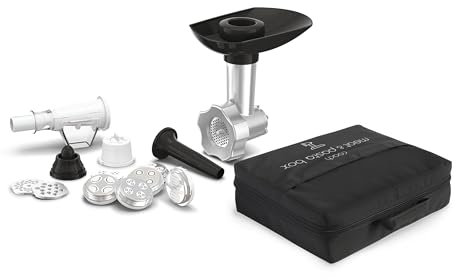 Tefal Coach Meat & Pasta Box 5-in-1-Küchenmaschinen-Zubehörset, Fleisch-Häcksler mit Powelix-Messern, Smart Speed-System, Schritt-für-Schritt-Rezepte in der App, inkl. Aufbewahrungstasche, XF651038