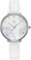 Alienwork Armbanduhr Damen Silber Lederarmband Weiss Elegant