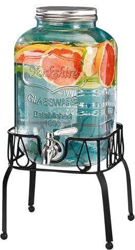 Dispenser per bevande a forma di barile, 3 l, 4 l, 5 l, con supporto, decanter per barile con rubinetto, dispenser di alcool, ideale per vino, whisky, birra, limonata, regalo per fidanzato, marito