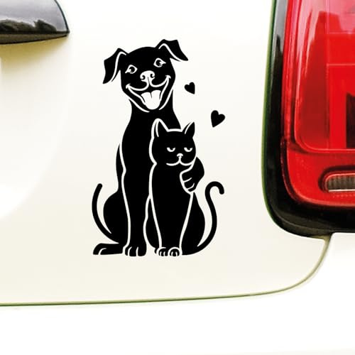 N.I.Edit.H - Aufkleber für Freunde, Hund und Katze, Freunde, Hund und Katze, origineller Autoaufkleber, Tier-Silhouette, Vinyl, schwarz, 0,92 x 15,0 cm