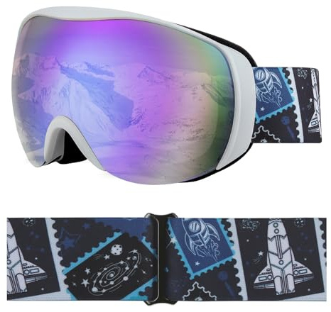 YooxArmor OTG Kids Ski Goggles,Anti fog Skiing Snowboard Goggles with Double Lenses for Children 6-14 Years,100% UV 400 Protection for Boys Girls,Helmet Compatible