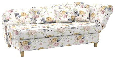 Max Winzer Recamiere Selma, Blumenmuster beige, verstellbares Kopfteil rechts, mit Bettkasten, inkl. Zierkissen