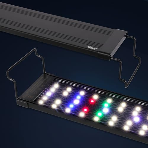 hygger 50W Aquarium Lampe, Aquarium LED Beleuchtung Day-Night Dual Timer Vollspektrum LED, Adjustable Timer Brightness 9 Colors Fish Tank Light für 120-132cm Süßwasser Tanks