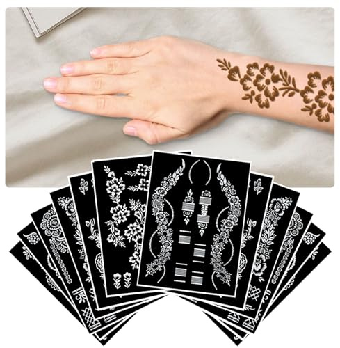 LOPHE Mallar för Temporära Tatueringar, 12 Portioner Ansikts- och Kroppsflash, Modell för Återanvändbara Falska Tatueringar, Olika Stilar och Tillräcklig Mängd, Lämplig för Vuxna (Stora)