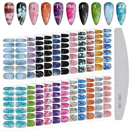 TOROKOM Marble Nail Art Strips Wraps, 22 Sheets Self-Adhesive Stickers | Full Wrap Foot Nail Polish Sticker Self-Adhesive Decals for Women Girls Pedicure DIY Nail Art Design