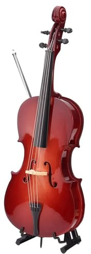 Kleines klassisches Cello-Holzmodell, handgefertigt, Sammlerstück mit Präsentationsständer, geeignet für Zuhause und Büro, Dekoration, Holz, Miniatur-Cello-Modell