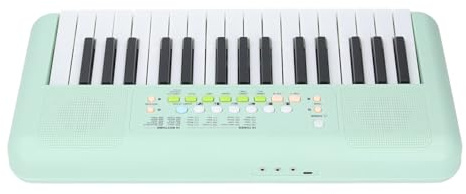 FAUOSWUK Clavier électronique à 32 Touches, Clavier de Piano à 32 Touches, Piano Numérique à 32 Touches avec 16 Tonalités, 10 Rythmes, Lecture de Microphone Portable pour Les Débutants et (Vert