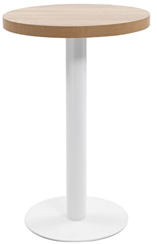 Yunovire Bistrotisch Hellbraun 50 cm, MDF-Platte mit Holzmaserung, runder Stehtisch für 2 Personen, ideal für Restaurant, Café, Bar, Esszimmer, Küche, modern
