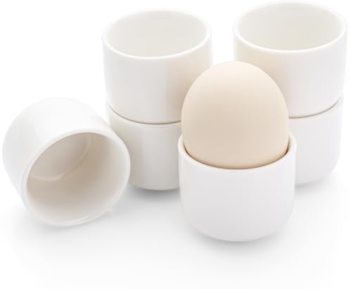 Eierbecher Porzellan Klein Keramik Becher Set für Eier Frühstück (6 weiß)