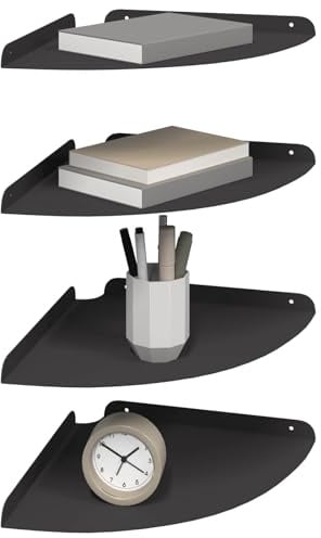 vidaXL Schwebendes Regal mit Regal 4 pcs Schwarz 30 x 30 x 2 cm, Wohnzimmer, minimalistisches Design, schwebendes Regal, platzsparend, Moderne Wandmontage für Deine Deko