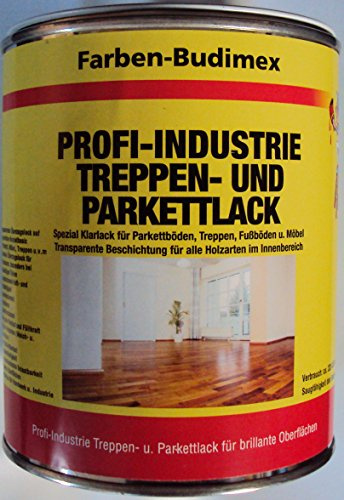 Farben-Budimex Profi-Industrie Treppen- u. Parkettlack/farblos/seidenmatt / 5 l/transparenter Überzugslack auf Polyurethan-Acrylatbasis