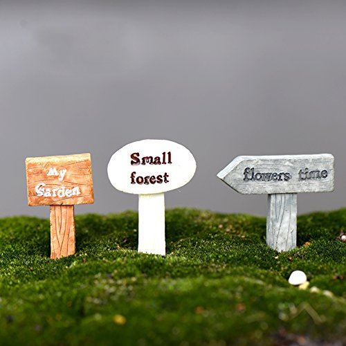 Gemini_mall® Fairy Garden Ornaments, 3pcs Miniature Fairy Garden Post Sign Ornament DIY Dollhouse Decor Home Decoration