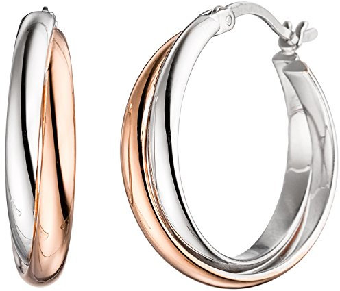 Jobo Damen-Creolen aus 925 Sterling Silber Bicolor vergoldet