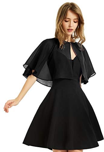 Weicher Chiffon-Schal für Damen, für Abendkleid, Hochzeit, Umhang, Bolero, Überwurf, Schwarz, Einheitsgröße