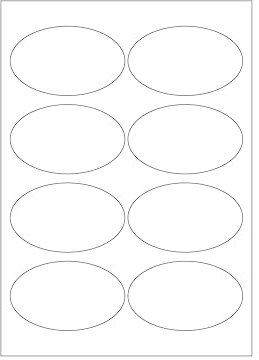 MADE IN GERMANY 80 ovale Etiketten selbstklebend 96 x 57,5 mm weiß permanent klebend auf Bogen A4 (10 Bögen x 8 Etik.) CS Label – Universaletiketten zum Beschriften und Bedrucken.
