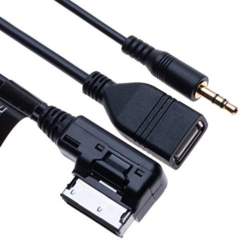 AMI MDI auf AUX 3.5mm auf USB Music Media Interface Kabel Adapter | Kompatibel mit Audi A6L Q5 Q7 A8 S5 A5 A4L A3 VW Volkswagen Tiguan GTI CC Skoda Fabia Octavia Fahrzeugradio | 1m