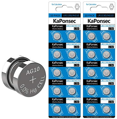 KaPonsec Knopfzelle LR1130 AG10 389, 1,5 V, 20 Stück