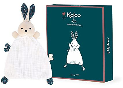 Kaloo - K'Doux - Doudou Lapin Nature - Blanc & Bleu - Matière Lange - 20cm, K969950