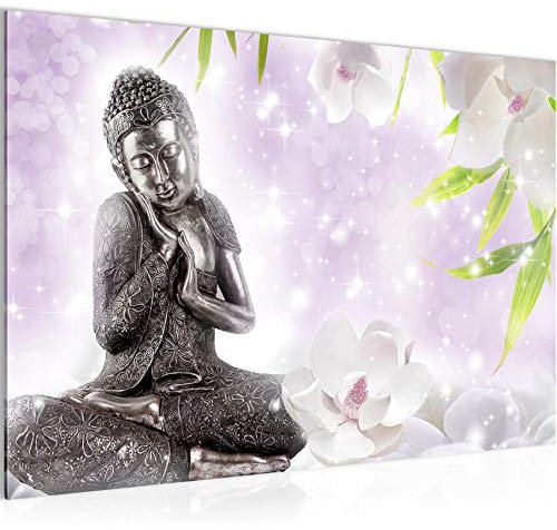 Runa Art Quadro Feng Shui Budda Moderni Murale - Made In Germany - Terme Grigio Rosa Corridoio 019115c