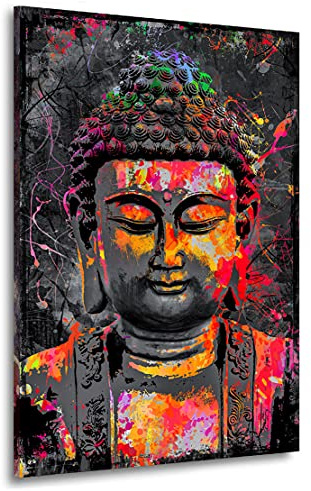Kunstgestalten24 Leinwandbild Buddha Pop Art Wandbild Kunstdruck Loungedeko XXL