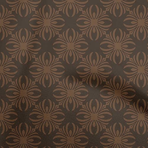 oneOone Brauner Baumwoll Flex Stoff, Asiatischer Block, Nähen, Bastelprojekte, Stoffdrucke, Meterware, 40 Zoll Breit