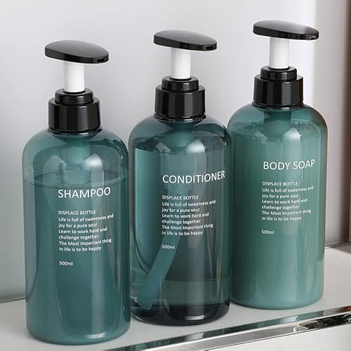 Czemo 3 pezzi Dispenser Shampoo e Bagnoschiuma 500ML Flacone Dosatore per Sapone Liquido, Dispenser Flaconi Pompa in Plastica Ricaricabili Dispenser Doccia