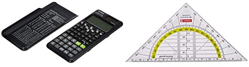 Casio fx-991ES Plus 2 Wissenschaftlicher Taschenrechner mit 417 Funktionen und Display, Natur & Brunnen 104975401 Geometrie-Dreieck/Geodreieck (für Schule und Büro, 16 cm, bruchsicher, glasklar)