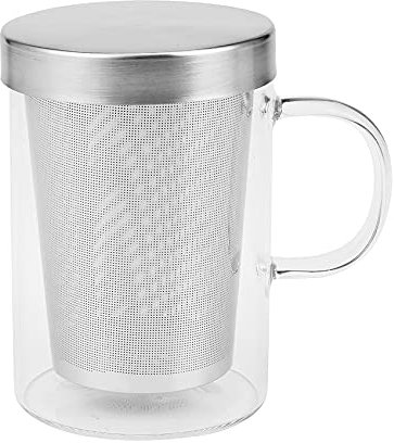Evarbuild Tazza da tè in vetro resistente al calore da viaggio da 500 ml coperchio in acciaio Tazza da caffè Tumbler da resistente al calore Grande