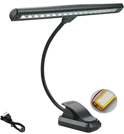 Kisbeibi Rechargeable Music Stand Light, 18 LEDs Clip On Piano Light, 3 Colors Temperature & 2 Levels Brightness Settings, Perfect for Piano, Orchestra, DJ and Craft