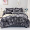 AShanlan Warme Plüsch Bettwäsche 135x200 Flauschig Winter Bettbezug Langhaar Flausch Fleece Plüschbettwäsche Set mit Reißverschluss Kopfkissenbezug Ombre Grau - 135 x 200 + 80 x 80 cm