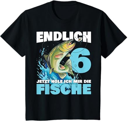 Kinder 6 Jahre Angler | 6. Geburtstag Jungen Fischer Fischen Angeln T-Shirt