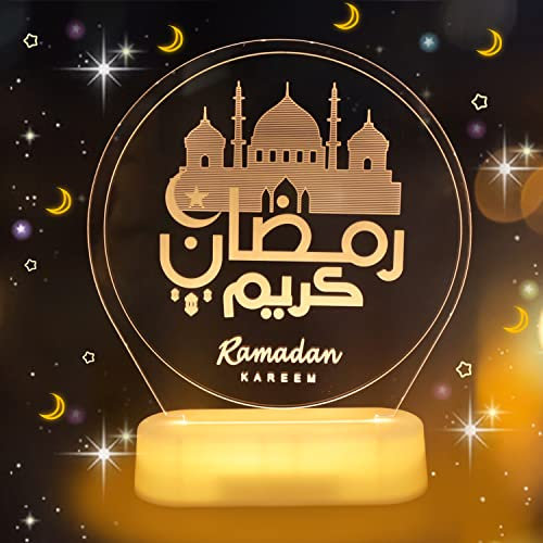 Abnaok DIY Lampe, Eid Ramadan Dekorative Fee Licht, Mubarak Ramadan LED Lampe, Muslim Nachtlicht, Geschenke Handwerk Dekoration Für Festival, Party