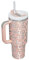 YOUEXPERT 40 oz Leopard Tumbler mit Griff und Stroh Isolierte Tumbler mit Deckel 40oz Cup Edelstahl Auto Becher Sport Reise Cup Geschenke (Leopard Light Pink)