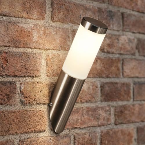 CGC Lighting Solar Power Stainless Steel Silver Outdoor Outside Wall Light Indoor Garden Patio Porch Door Conservatory Decking Shed (Solar Angled)