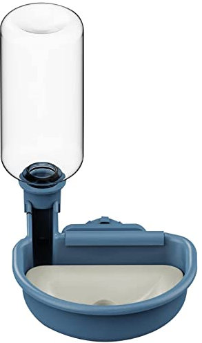 POHOVE Automatic Pet Water Dispenser, Anti-Overflow Water Feeder for Crate, 0.48L Cage Water Bottles for Rabbits, Dogs, Ferrets, Cats and Other Small Animals, Transparent Tank(blue)