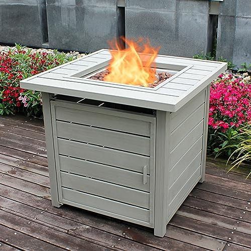 OutVue 71,1 cm Propangas-Feuerstelle, Gas-Feuerstellen für den Außenbereich, mit Deckel und Lavastein, 50000 BTU Feuerstelle für Abendessen, Party im Freien, Terrasse, Garten oder Hof
