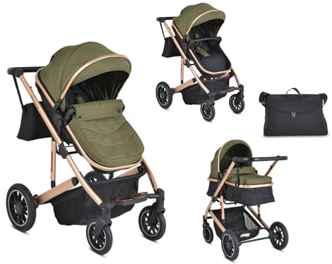 Moni Kombikinderwagen 2 in 1 Thira Babywanne, umbaubar, Sportsitz, Fußabdeckung grün