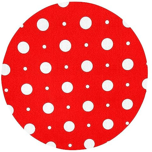 Roter und weißer gepunkteter runder Teppich, waschbar, weich, rutschfest, runde Matte für Wohnzimmer, Sofa, Schlafzimmer, Badezimmer, 61 cm