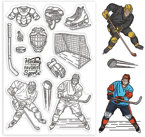 GLOBLELAND Transparente Stempel Mit Hockey Puck Hintergrund Transparente Stempel Mit Hockey Puck Hintergrund Silikonstempel Für Die Kartenherstellung Gummistempel Zum Basteln