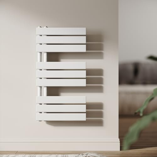 SUNXURY Badheizkörper 762 x 400mm Handtuchwärmer Weiß Panel Handtuchtrockner Handtuch Trockner Handtuchhalter Seitenanschluss Handtuchheizkörper für Badezimmer 570W