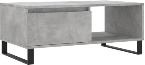 vidaXL Mesa de Centro Madera contrachapada Gris hormigón 90x50x36,5 cm