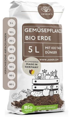 Bio Gemüseerde & Hochbeeterde für Gemüse 5 L - Bio Erde für Gemüsepflanzen mit 50% weniger Torf - Pflanzenerde mit organischem Dünger - Universalerde - Pflanzerde Gemüse