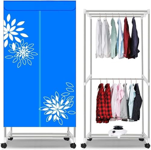 YUNYHAO Secadora De Ropa Vertical, Mini Tendedero Plegable De 1000 W con Temporizador De 180 Minutos, Armario con Percha Calefactora, Doble Capa, Gran Espacio, Capacidad De Carga De 15 Kg