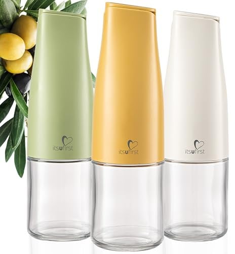 itsufirst® Olive Oil Dispenser Bottle 500ml (Pack Of 1), Auto Flip, Non Drip, Leak Proof, Glass Oil Bottles For Kitchen, Vinegar Drizzler for Cooking, oil Pourer, Pack Of 1, Sunshine (Yellow)