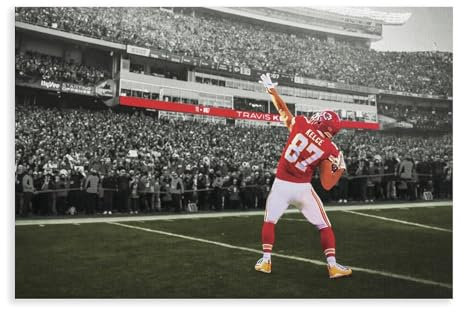 Travis Kelce 12 Leinwand-Poster, Schlafzimmer, Dekoration, Sport, Landschaft, Büro, Raumdekoration, Geschenk, ungerahmt: 30 x 45 cm