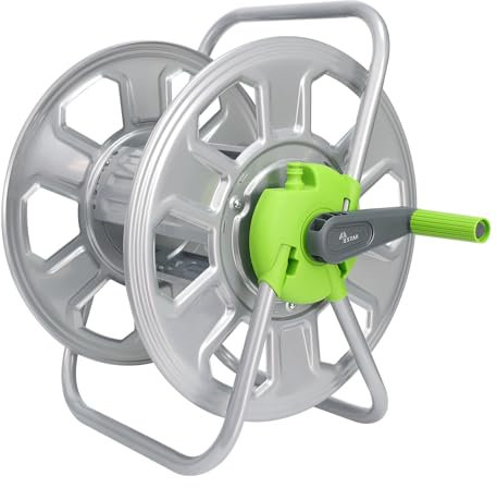 YESTAR Gartenschlauchtrommel aus Metall, 4,5 m - 1,6 cm Schlauch, tragbarer Wasserrohrhalter für Außenschlauchaufbewahrung