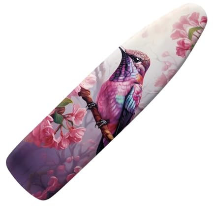 Tongluoye Bügelbrettbezug und Pad mit Kolibri-Blume, 38,1 x 137,2 cm, Bügelbrett-Schutzschutz, dehnbarer Bezug für Standardgröße, integrierte Bügelbretthülle mit elastischem Rand, Geschenke für