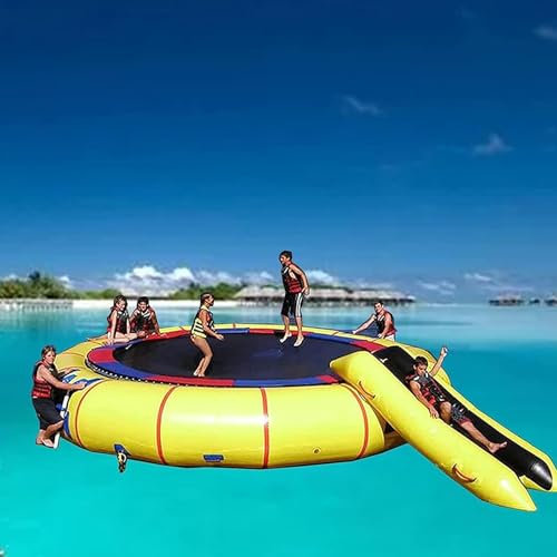MBCEYLSTUB Aufblasbares Wassertrampolin, Fitness-Trampolin Mit Rutsche, Wassertrampolin Für Erwachsene, Kinder, Wassersport Und Freizeit,16.4Ft