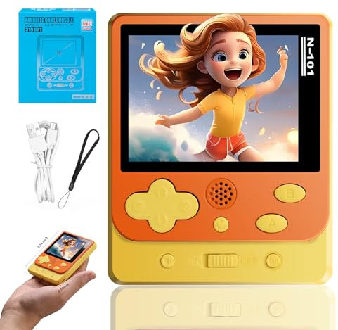 Consola de juegos de mano para niños, precargada, 218 videojuegos retro, reproductor portátil de juegos con pantalla LCD de 2.5 pulgadas, mini juguete electrónico de arcade, regalo para niños y niñas,